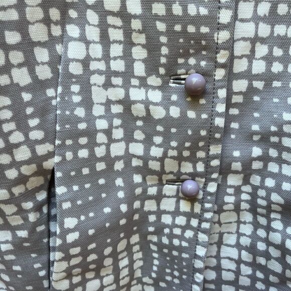 J. CREW GEO PRINT CROPPED COCKTAIL JACKET GRAY IVORY RUFFLED COLLAR BLAZER XS-S* - Picture 14 of 16